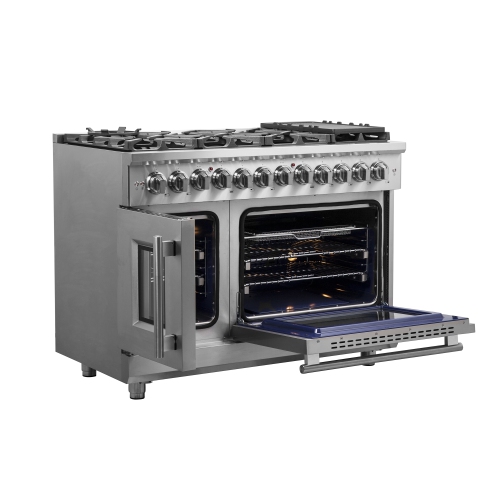 Forno Massimo – Cuisinière biénergie à deux portes de 48 po, 8 brûleurs, four à convection véritable