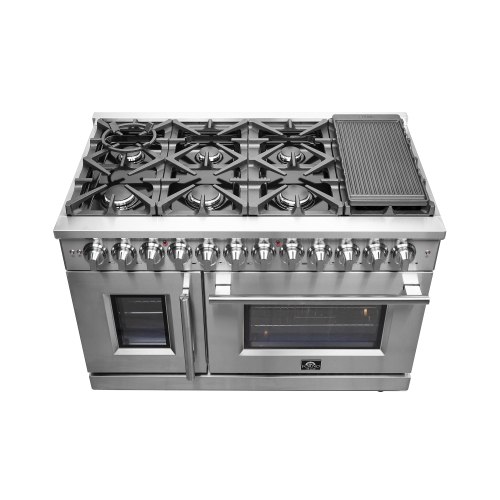 Forno Massimo – Cuisinière biénergie à deux portes de 48 po, 8 brûleurs, four à convection véritable