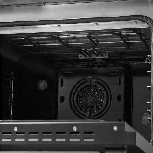 Forno Galiano – Cuisinière biénergie à deux portes de 48 po, fini noir et laiton antique, 8 brûleurs scellés – 107 000 BTU, plaque