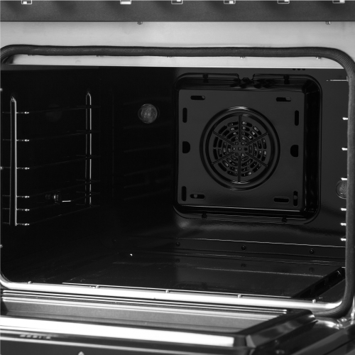 Forno Galiano – Cuisinière biénergie à deux portes de 48 po, fini noir et laiton antique, 8 brûleurs scellés – 107 000 BTU, plaque