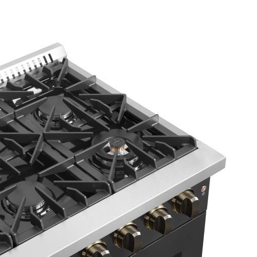 Forno Galiano Cuisinière biénergie à deux portes de 36 po, noir