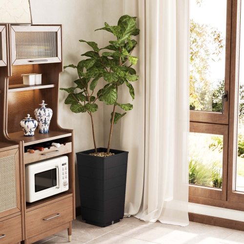 Ensemble de 2 jardinières de 23&nbsp;po de hauteur de Costway pour usage intérieur/extérieur, grand pot à arrosage automatique noir/brun