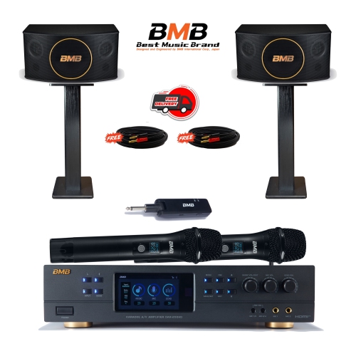 BMB  New (Best Music Brand) Dar-200HD 4K HDMI Arc Optical Bluetooth Karaoke Amplifier, Wh-210 Uhf Wireless Microphones, Csj-10 10" Karaoke Speakers