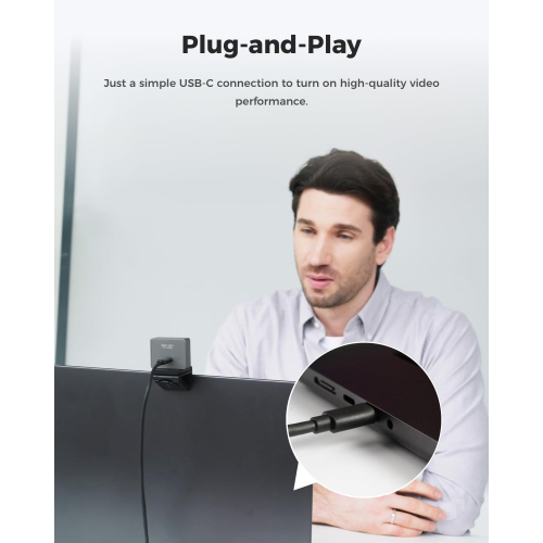 OBSBOT Meet caméra Web 2 4K pour PC, cadrage IA, mise au point automatique, commande gestuelle, deux microphones HDR, 60 images/s, gris cosmique.