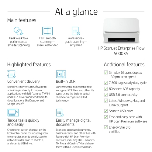 HP ScanJet Enterprise Flow 5000 s5 Scanner -