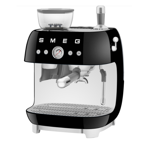 Open Box-Smeg Manual Espresso Coffee Machine with Frother & Coffee Grinder EGF03BLUS- Black