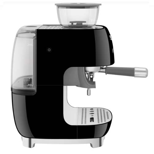 Open Box-Smeg Manual Espresso Coffee Machine with Frother & Coffee Grinder EGF03BLUS- Black
