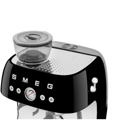 Open Box-Smeg Manual Espresso Coffee Machine with Frother & Coffee Grinder EGF03BLUS- Black
