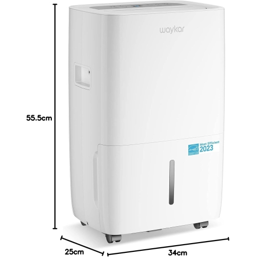 Waykar 120 Pints Energy Star Certified Dehumidifier, 6,000 Sq. Ft Coverage, Continuous Drainage, and 1.14 Gallons Water Tank