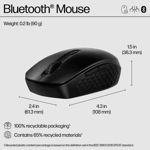 HP 425 Programmable 4000 DPI Bluetooth Wireless Optical Mouse - Black -