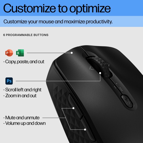 HP 425 Programmable 4000 DPI Bluetooth Wireless Optical Mouse - Black -