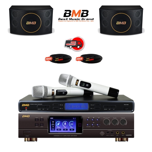 BMB DAR-350H 4K HDMI ARC Optical Bluetooth Karaoke Amplifier, WB-5000 UHF Wireless Microphone, CSJ-12 12" Vocal Karaoke Speakers package