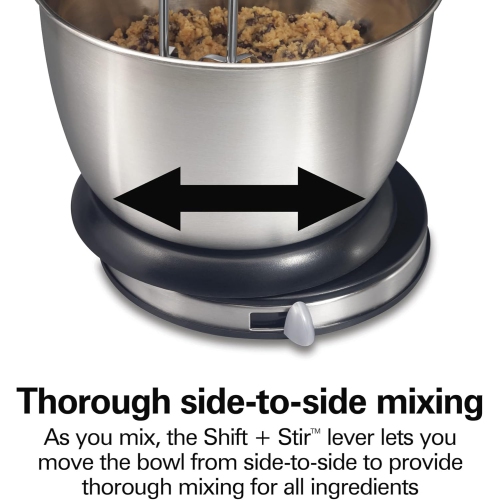 Hamilton Beach Classic Stand and Hand Mixer, 4 Quarts, 6 Speeds with QuickBurst, Bowl Rest, 290 Watts Peak Power, Black and Stainless