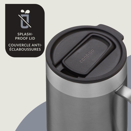Contigo - Streeterville Stainless Steel Travel Mug with Handle, Sliding Lid, Insulated, 14oz / 414ml, Sake Gray