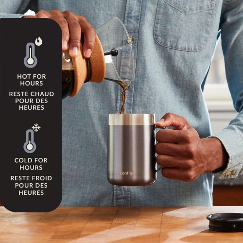 Contigo - Streeterville Stainless Steel Travel Mug with Handle, Sliding Lid, Insulated, 14oz / 414ml, Sake Gray