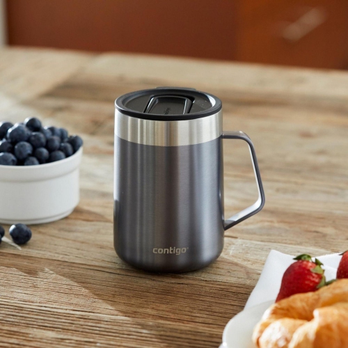 Contigo - Streeterville Stainless Steel Travel Mug with Handle, Sliding Lid, Insulated, 14oz / 414ml, Sake Gray
