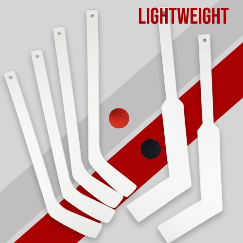 PRISP 8-Piece Mini Hockey Set - 6 Mini Sticks & 2 Balls Knee Hockey Kit for Forwards & Goalies; Team Sports Gift for Indoors, Basement, Garage