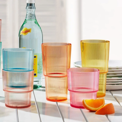 Image 1 of 1.. Tar Hong Tritan Ribbed Drinkware Set, 12-pieces