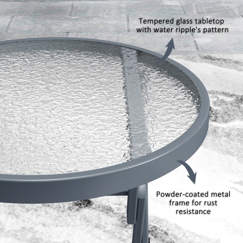 Outsunny 3 Pieces Patio Bistro Set, Outdoor Folding Chairs & Table Set with Tempered Glass Tabletop, Outdoor Patio Furniture Set for Garden,