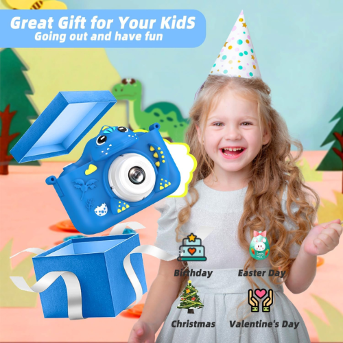 Kids Camera for Girls Boys Toddlers Childrens Age 3-8 Digital Selfie with 64GB Card for Son Daughter Grandson Granddaughter Christmas Birthday Gifts
