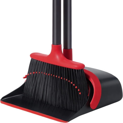 Broom and Dustpan, Broom and Dustpan Set, Broom and Dustpan Set for Home, Upgrade 52"Long Handle Broom with Stand Up Dustpan Combo Set for Office