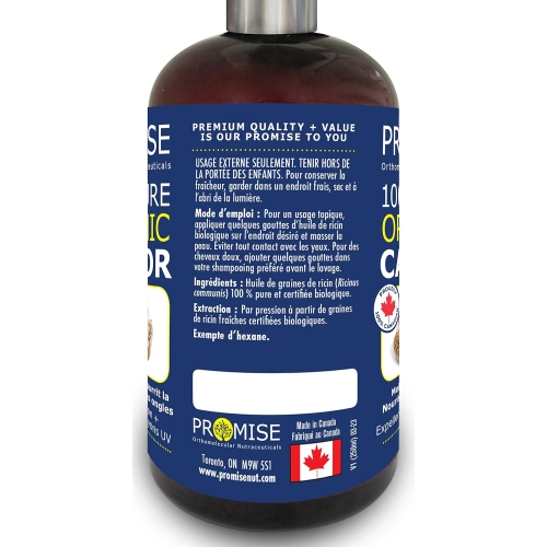 500ml ORGANIC GOLDEN CASTOR Oil, 100% Pure Certified For Hair, Beard, Moisturizes, Softens, Nourishes Skin, Hair and Nails, Made in Canada,No