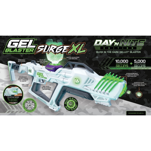 Gel Blaster Surge XL Day N' Nite - Jeux pour l'extérieur - 14 ans et plus