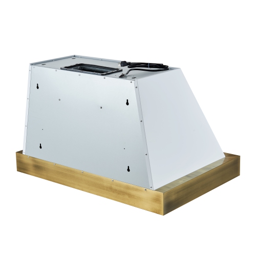 Forno Vittorio 36-Inch Wall Mount Range Hood, White with Antique Brass Trim, 600 CFM Airflow, Dishwasher-Safe Baffle Filters, Remote Control, 3-Speed