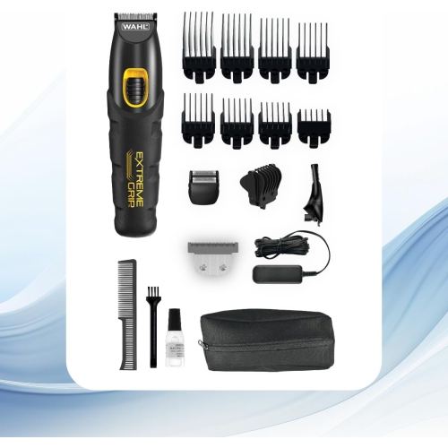 WAHL Canada Lithium-Ion Extreme Grip Multigroomer, Offers versatile body grooming with 4 interchangeable heads, the secure makes it easy for trimming