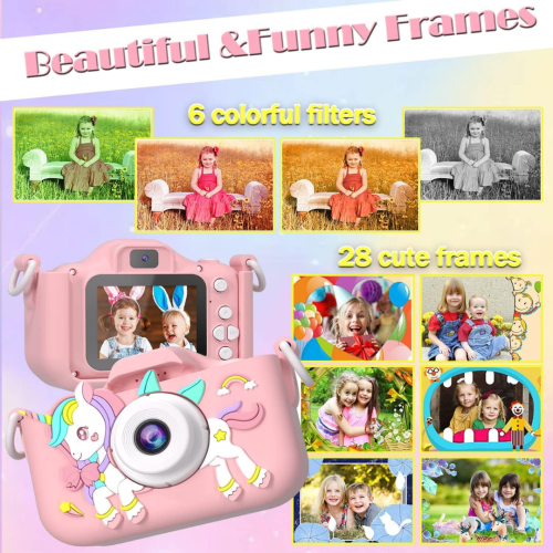 Kids Camera Toddler Camera for Girls, Christmas Birthday Gifts for Girls Age 3-6, Kids Digital Camera for 7 8 9 10 12 Year Old, Selfie Camera for