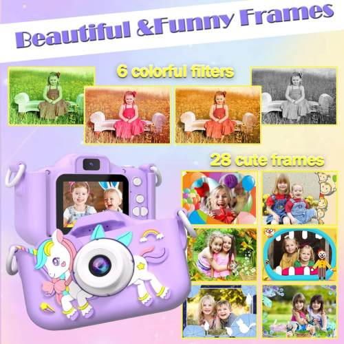 Kids Camera Toddler Camera for Girls, Christmas Birthday Gifts for Girls Age 3-6, Kids Digital Camera for 7 8 9 10 12 Year Old, Selfie Camera for