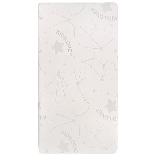Image 1 de 3.. Matelas de lit de bébé en coton résistant à l'eau confortable Kidilove de Dream On Me - Motif d'étoiles