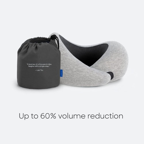 Oreiller cervical Go d'OstrichPillow – Oreiller de voyage en mousse à mémoire de qualité supérieure, ergonomique à 360°, côtés asymétriques, sac de