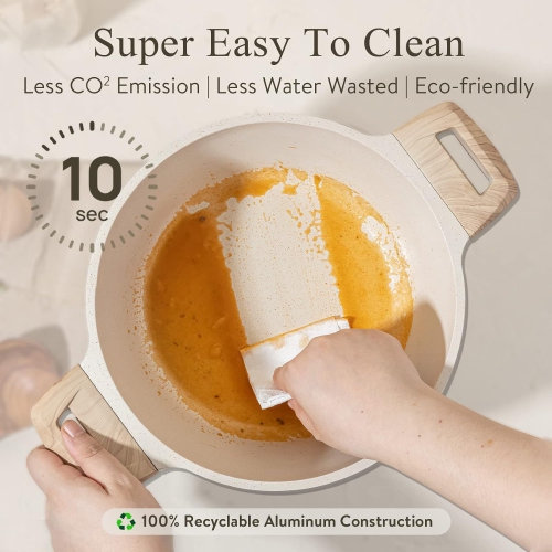 CAROTE 22Pcs Pots and Pans Set, Nonstick Cookware Sets, Granite Induction Cookware Non Stick Cooking Set w/Frying Pans & Saucepans(PFOS, PFOA Free)