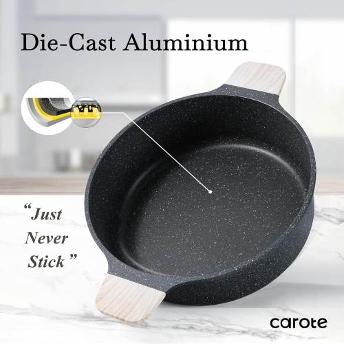 Batterie de cuisine à induction avec marmite et casseroles antiadhésives de CAROTE, batterie de cuisine à induction, marmite et casseroles, noir