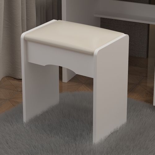 Famapy – Coiffeuse moderne avec miroir éclairé – Table à langer Makeup à 5 tiroirs et tablettes de rangement, tabouret rembourré pour chambre,