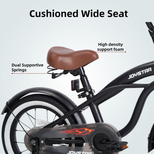 JOYSTAR 14 Inch Kids Bike with Training Wheels for Ages 3-5 Years Old Girls Boys Bike Toddler Bike Beach Cruiser Kids Bicycle Black