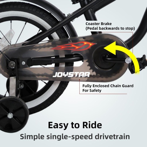 JOYSTAR 14 Inch Kids Bike with Training Wheels for Ages 3-5 Years Old Girls Boys Bike Toddler Bike Beach Cruiser Kids Bicycle Black