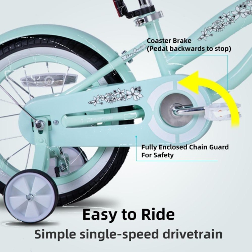 JOYSTAR 12 Inch Kids Bike with Training Wheels for Ages 2-4 Years Old Girls Bike Toddler Bike Beach Cruiser Kids Bicycle Green