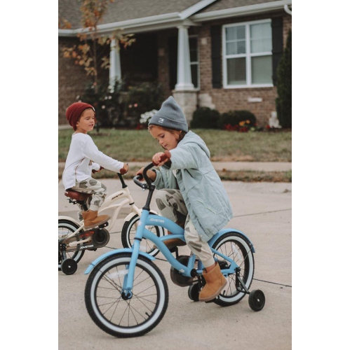 JOYSTAR 14 Inch Kids Bike with Training Wheels for Ages 3-5 Years Old Girls Boys Bike Toddler Bike Beach Cruiser Kids Bicycle Blue