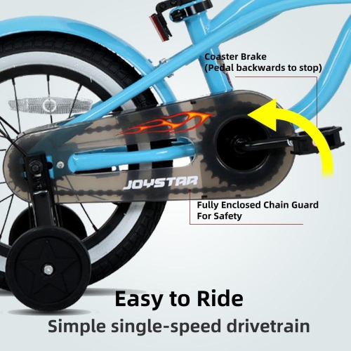 JOYSTAR 14 Inch Kids Bike with Training Wheels for Ages 3-5 Years Old Girls Boys Bike Toddler Bike Beach Cruiser Kids Bicycle Blue