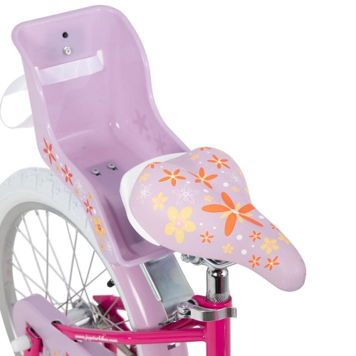 JOYSTAR Unicorn 14 Inch Girls Bike for Ages 3-5 Years | Princess-Themed Kids Bicycle with Training Wheels, Doll Seat, Basket & Streamers | Fuchsia
