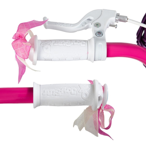 JOYSTAR Unicorn 14 Inch Girls Bike for Ages 3-5 Years | Princess-Themed Kids Bicycle with Training Wheels, Doll Seat, Basket & Streamers | Fuchsia