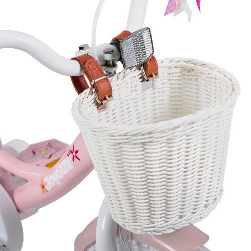 JOYSTAR Unicorn 12 Inch Girls Bike for Ages 2-4 Years | Princess-Themed Toddler Bike with Training Wheels, Doll Seat, Basket & Streamers | Pink