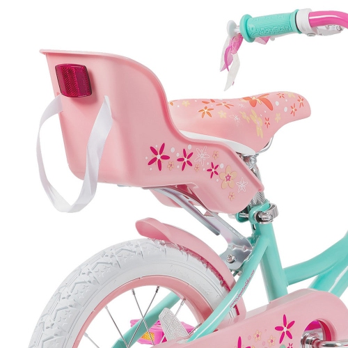JOYSTAR Unicorn 16 Inch Girls Bike for Ages 4-6 Years | Princess-Themed Kids Bike with Training Wheels, Doll Seat, Basket & Streamers | Green