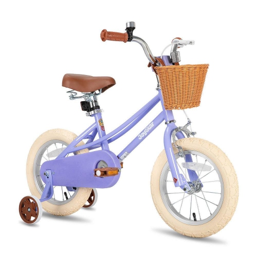 JOYSTAR Fantasy 14&nbsp;po pour enfants 3-5, avec roues d'entraînement, panier et style violet audacieux
