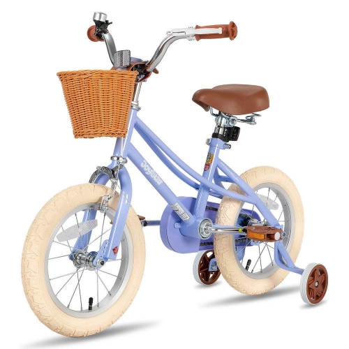 JOYSTAR Fantasy 14&nbsp;po pour enfants 3-5, avec roues d'entraînement, panier et style violet audacieux