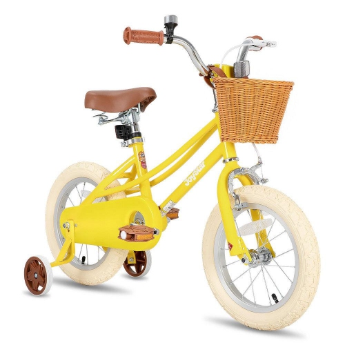 JOYSTAR Fantasy 14 Inch Kids’ Bike for 3-5 Year Toddlers, Offers Training Wheels, Basket, Cheerful Yellow Hue