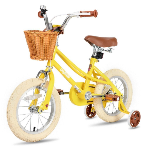 JOYSTAR Fantasy 14 Inch Kids’ Bike for 3-5 Year Toddlers, Offers Training Wheels, Basket, Cheerful Yellow Hue