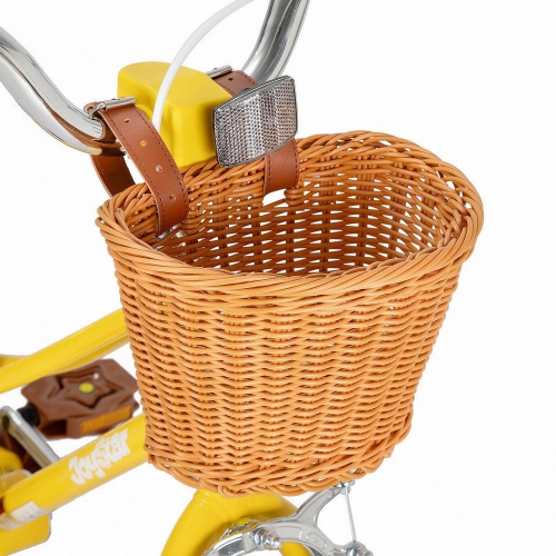 JOYSTAR Fantasy 14 Inch Kids’ Bike for 3-5 Year Toddlers, Offers Training Wheels, Basket, Cheerful Yellow Hue